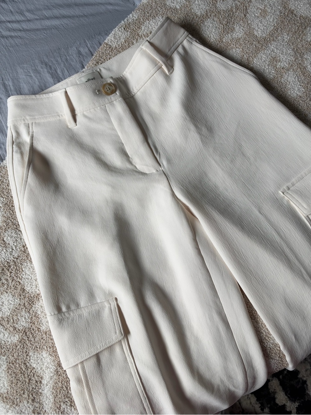 Aritzia Wide-Leg Cream Cargo Pants